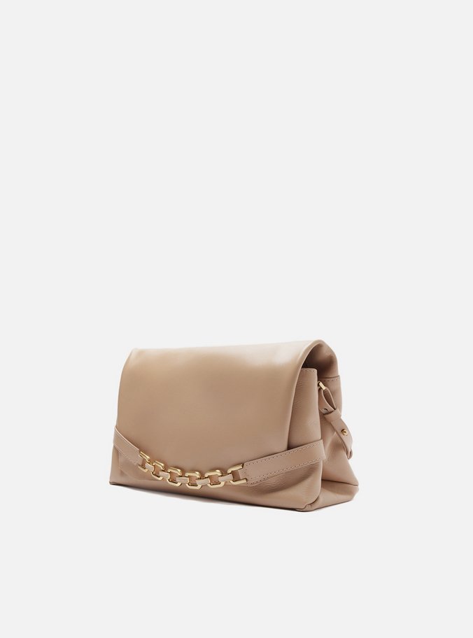 Bolsa Tiracolo Bege Couro Esther Média