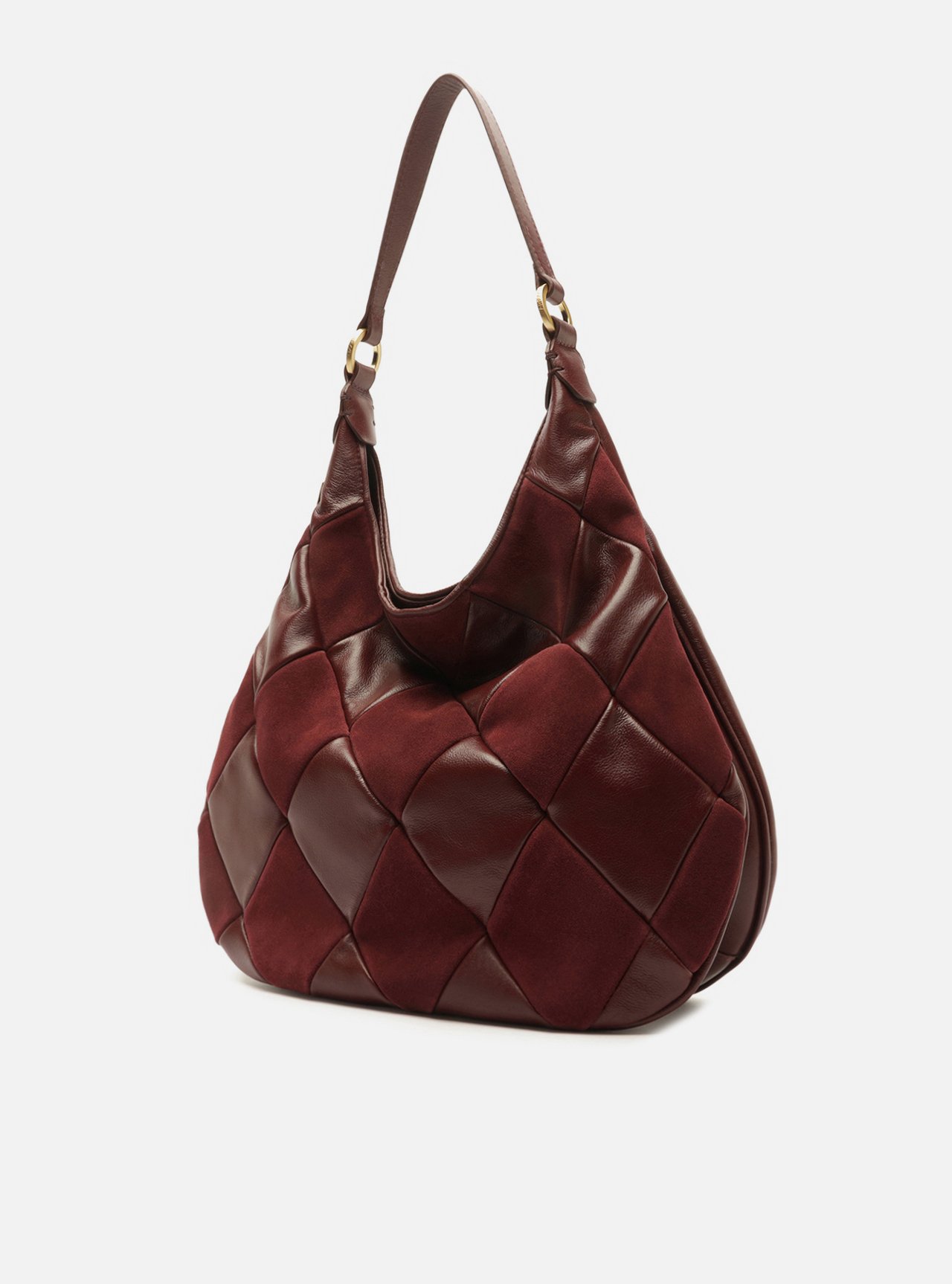 Bolsa Hobo Preta Couro Média Matelassê Metais — foto 2