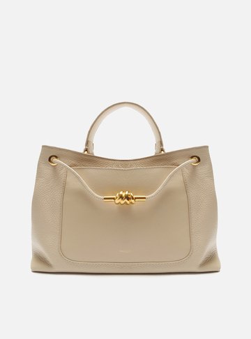 Bolsa Tote Nude Couro Média Nó Metal