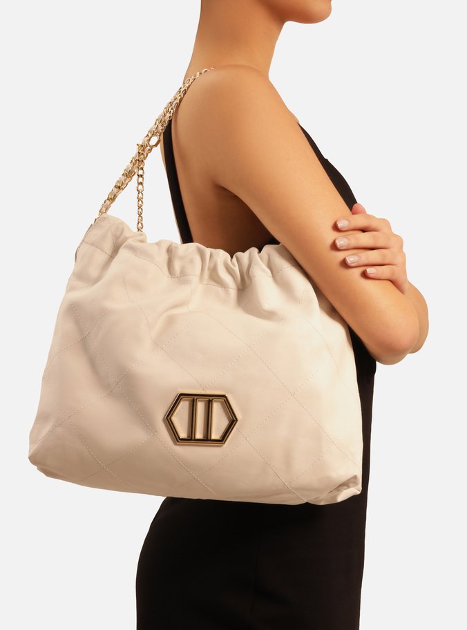 Bolsa Hobo Branca Couro Esther Grande
