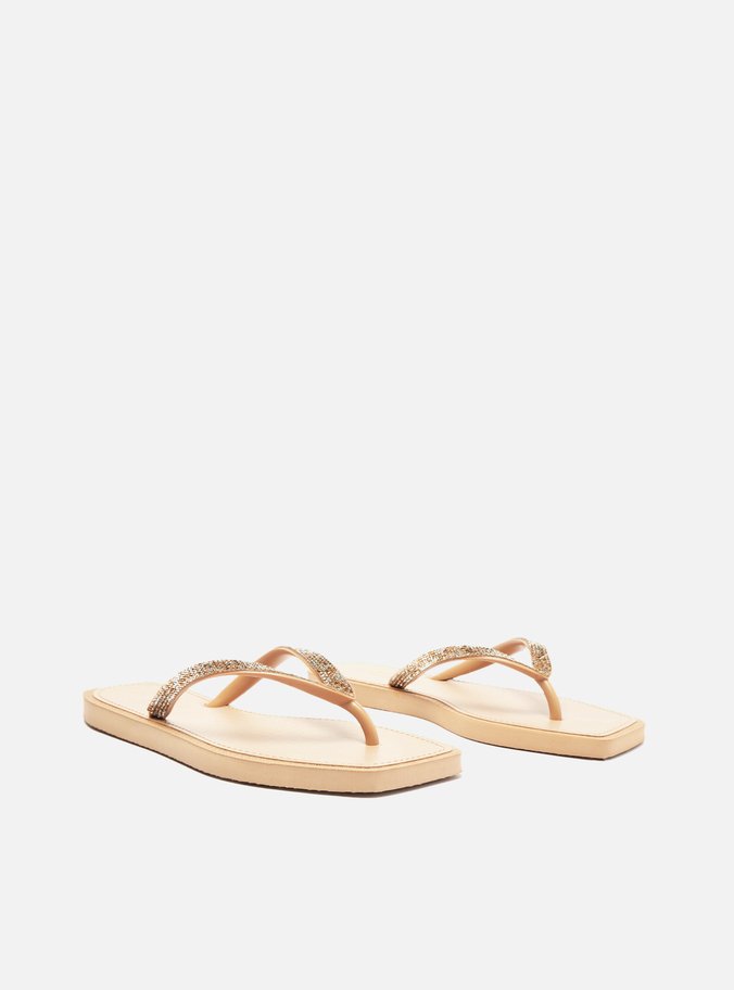 Chinelo de Dedo Nude Recouro Square Strass