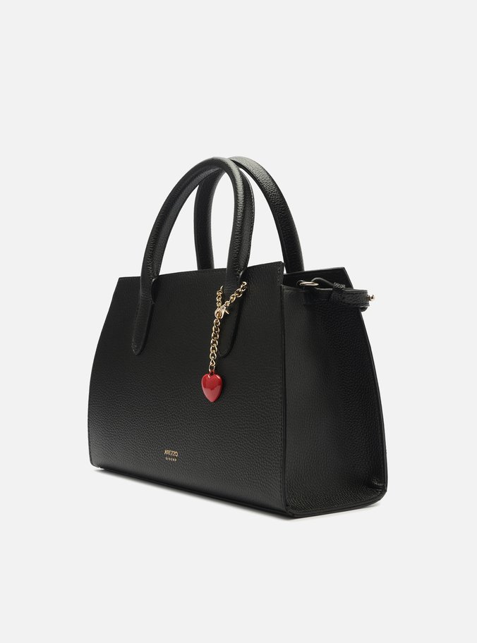 Bolsa Tote Preta Média Pingente Coração