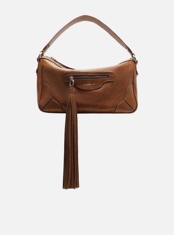 Arezzo — Bolsa Shoulder Marrom Couro Grande Barbicacho