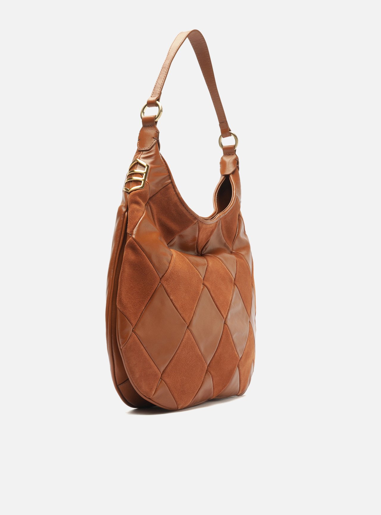 Bolsa Hobo Preta Couro Média Matelassê Metais — foto 5