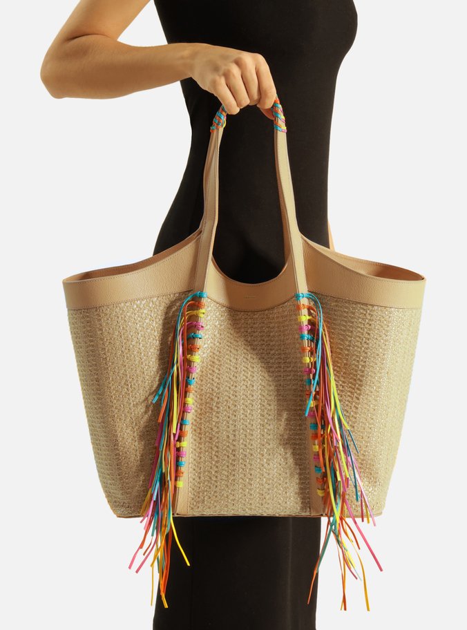 Bolsa Hobo Marrom Média Tramada Franjas