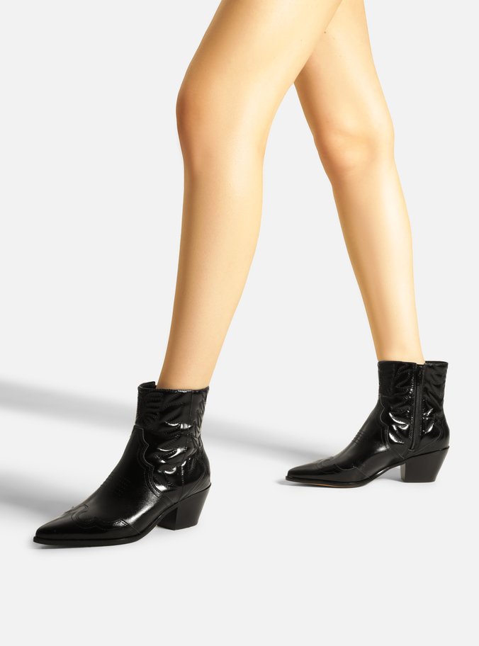 Bota Preta Couro Cano Curto Western