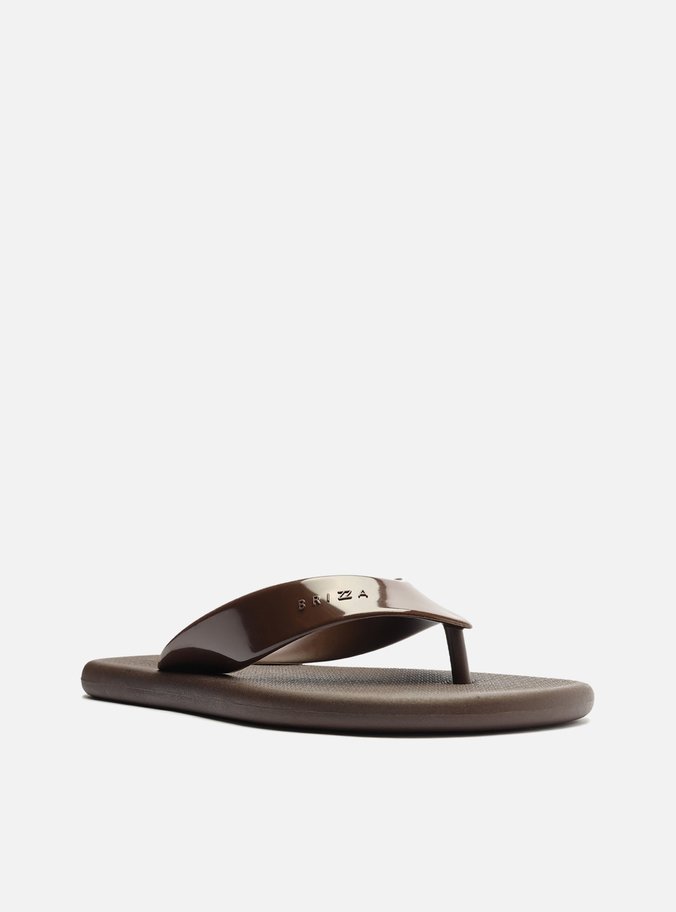 Chinelo de Dedo Tira Larga Marrom Brizza