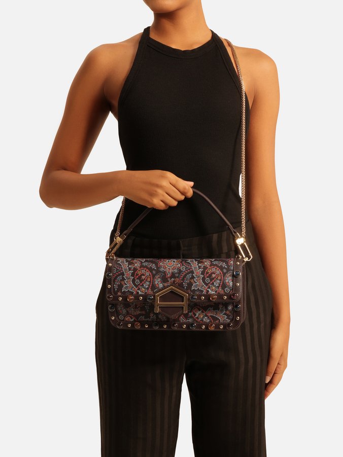 Bolsa Tiracolo Marrom Couro A001 Média Paisley