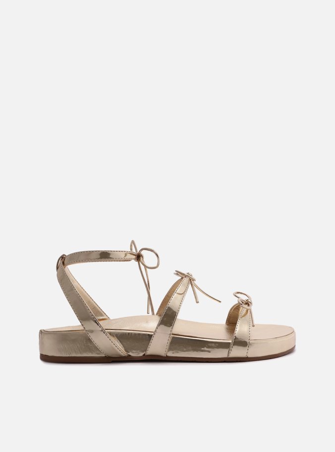 Sandália Rasteira Dourada Flatform