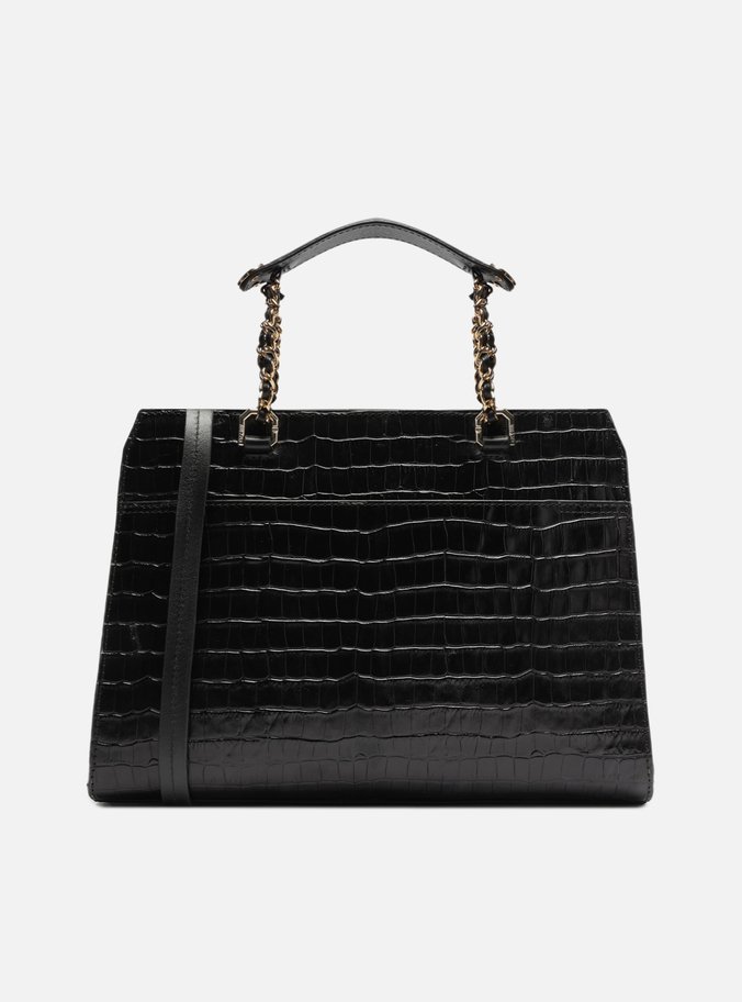 Bolsa Tote Preta Couro Croco Kopen Grande
