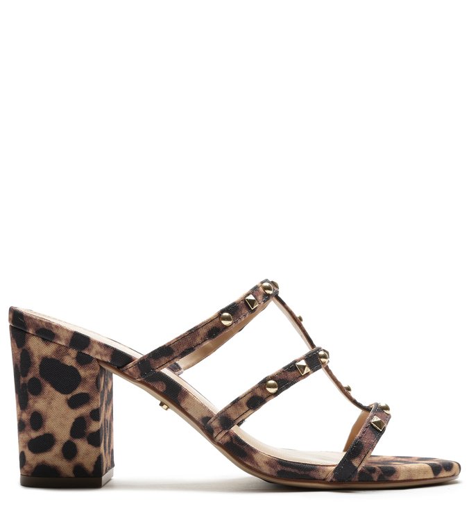Sandália Animal Print Safari Tecido Salto Bloco