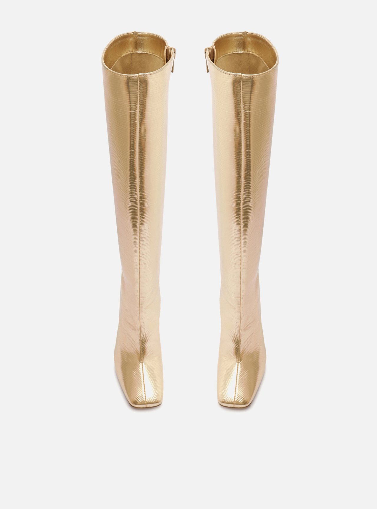 Bota Dourada Cano Longo Bico Quadrado Hailey — foto 5