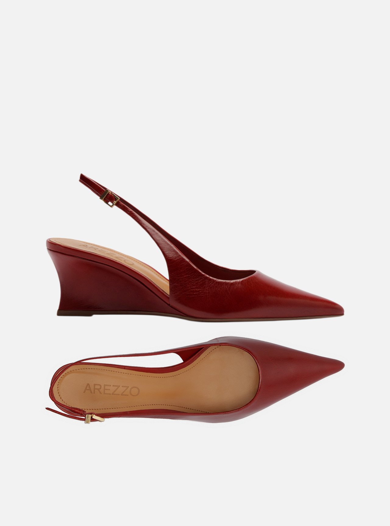 Scarpin Vermelho Couro Anabela Slingback — foto 5