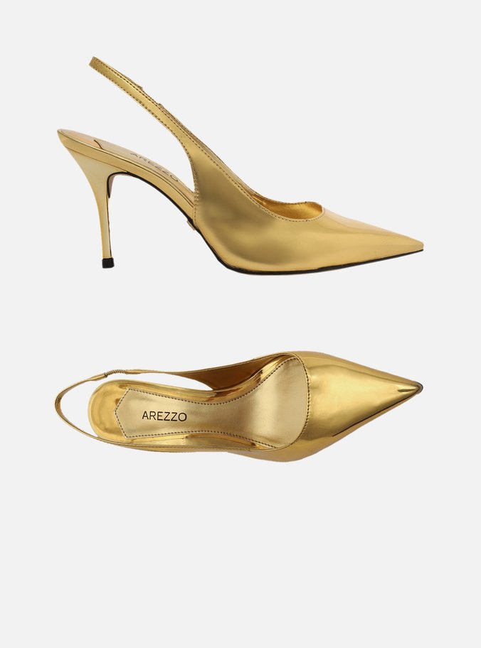 Scarpin Dourado Bico Fino Slingback