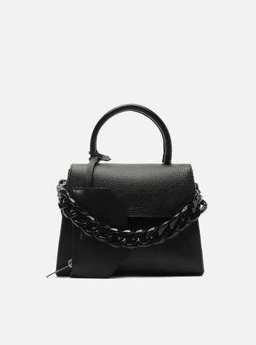 Arezzo — Bolsa Satchel Preta Média Alça Corrente