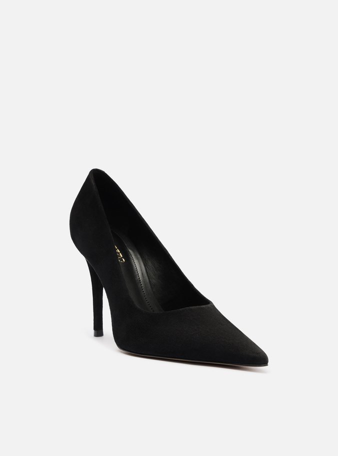 Scarpin Preto Camurça Salto Alto Clássico