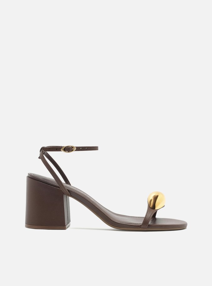 Sandália Marrom Salto Médio Bloco