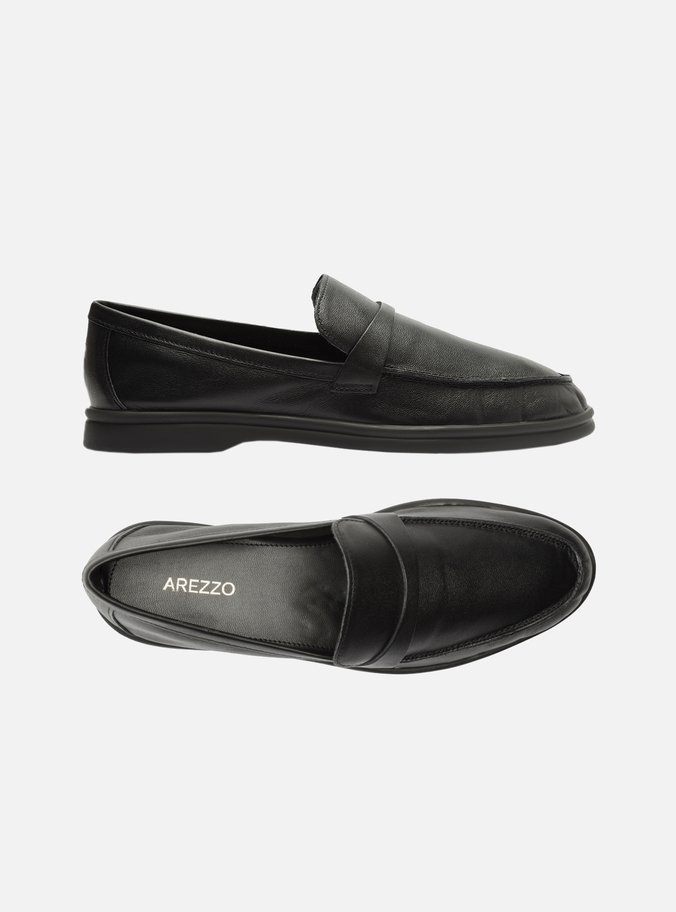 Mocassim Preto Couro Tira Detalhe