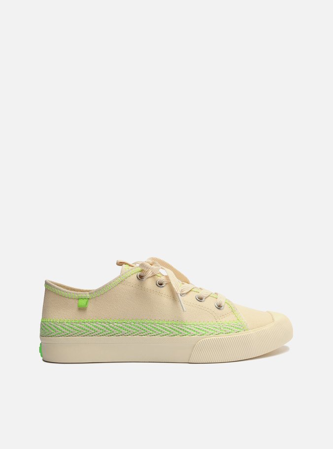 Tênis Off-White Lona Bordado Verde
