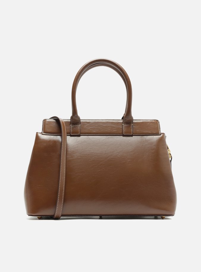 Bolsa Tote Marrom Couro Grande Bag Charm Victória
