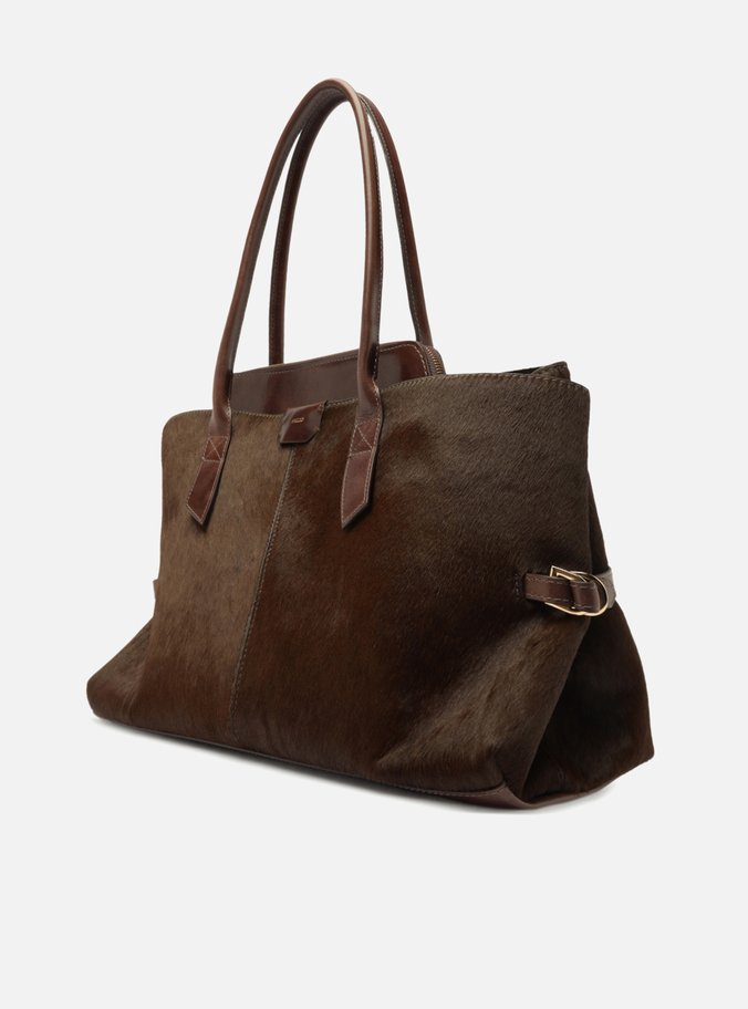Bolsa Shopping Marrom Pelo Couro Grande