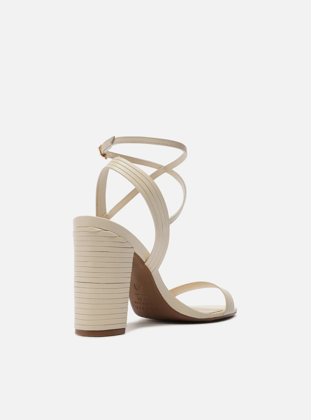 Sandália Off White Salto Bloco Amarração Tiras — foto 3