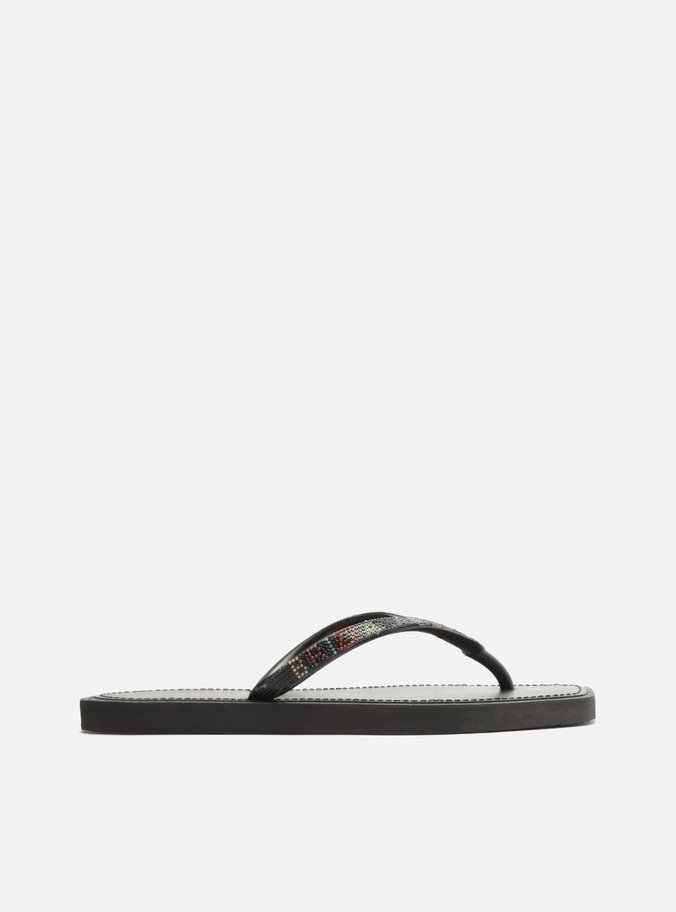 Chinelo de Dedo Preto Recouro Square Strass Brizza