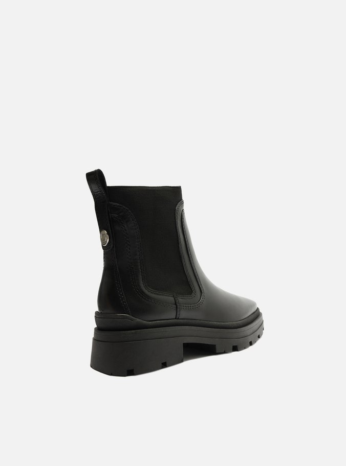Bota Preta Couro Cano Curto Tratorada Elástico
