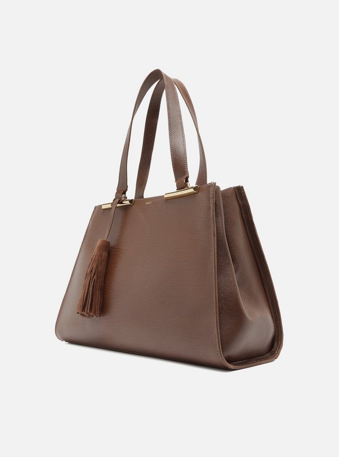 Bolsa Shopping Marrom Couro Grande Barbicacho