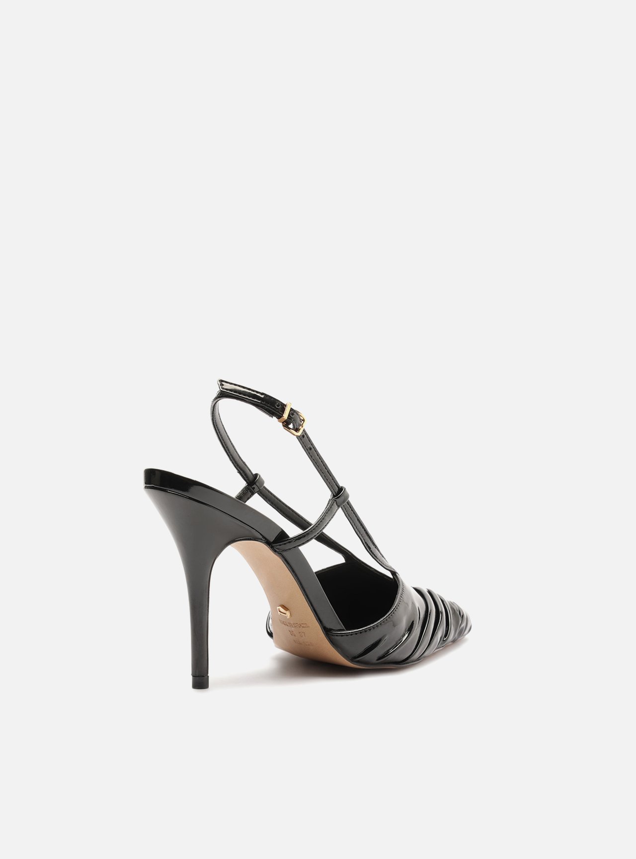 Scarpin Bico Fino Verniz Salto Fino Slingback Franzido — foto 3