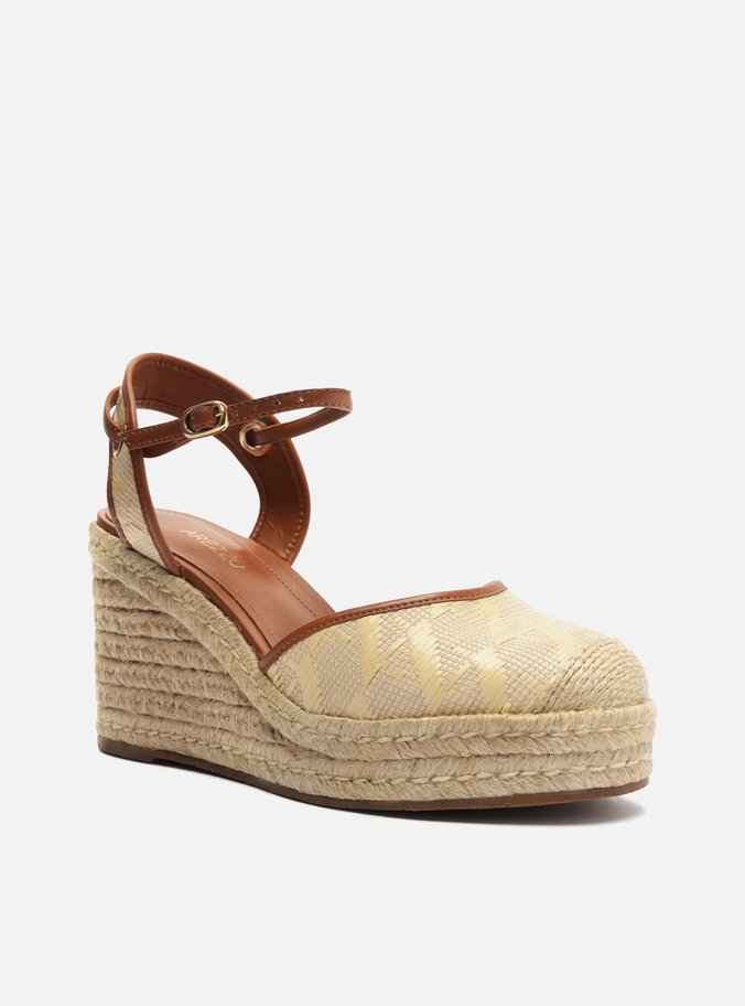 Espadrille Bege Tramada Plataforma Monograma