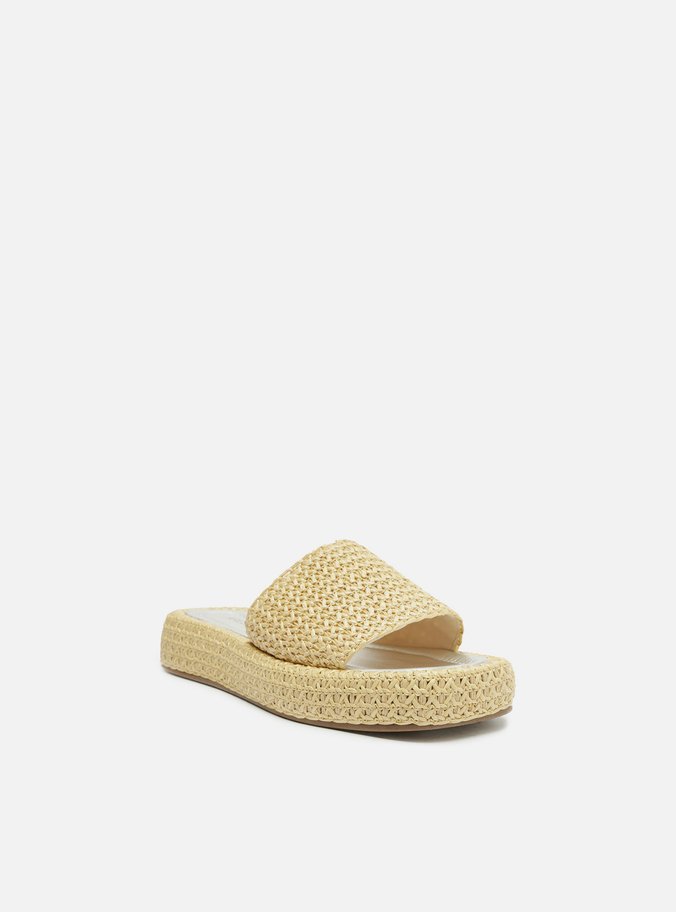 Sandália Bege Palha Crochê Flatform