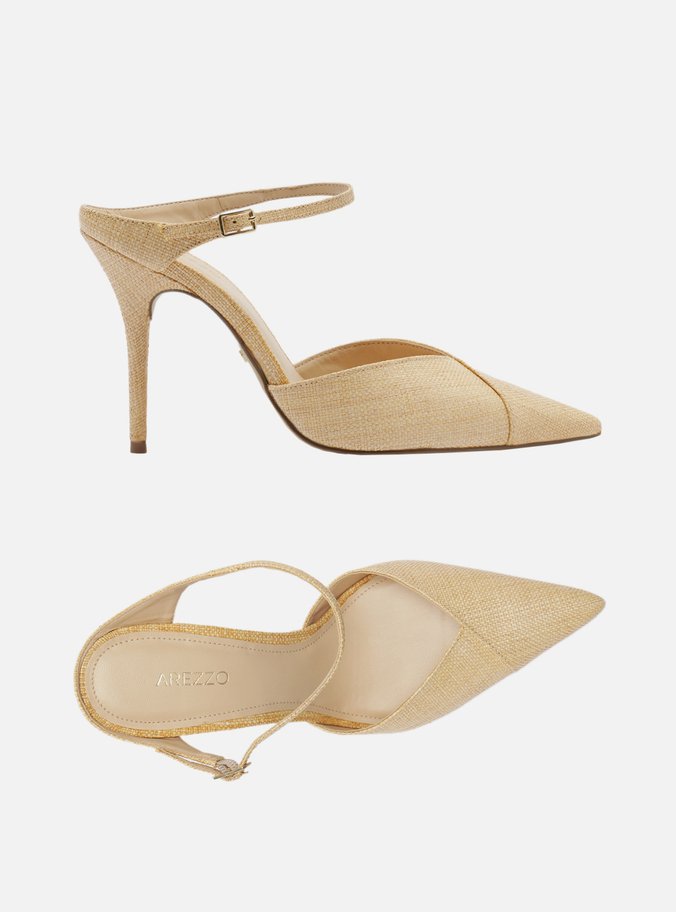 Scarpin Nude Couro Salto Alto