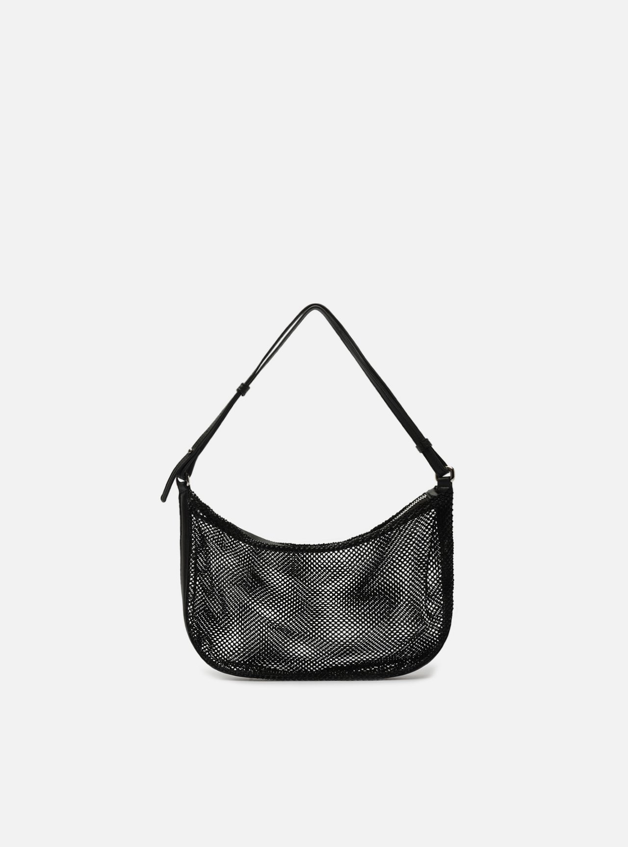 Bolsa Shoulder Preta Tela Strass Pequena — foto 7