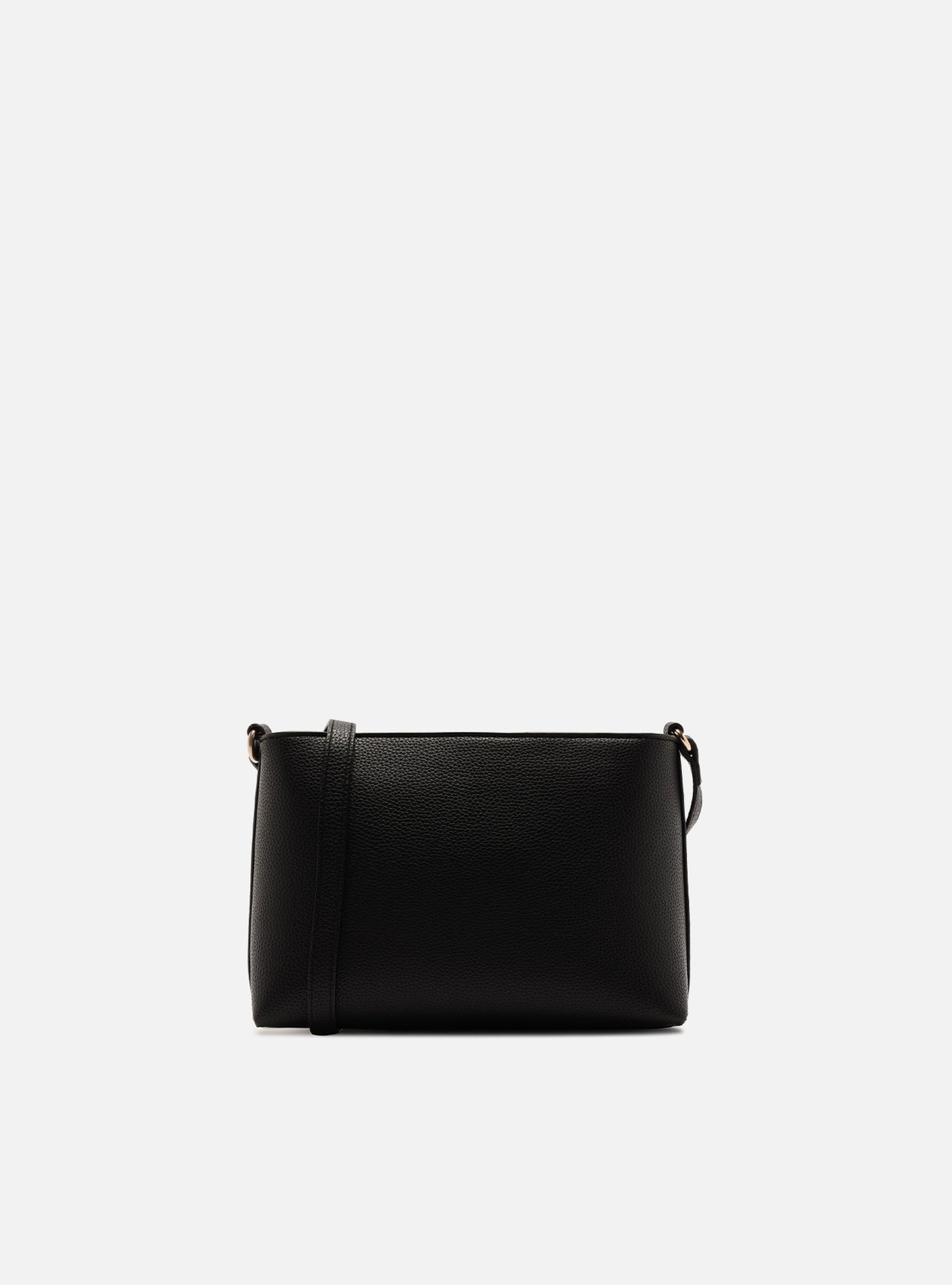 Bolsa Tiracolo Preta Média Granulada Metais — foto 3