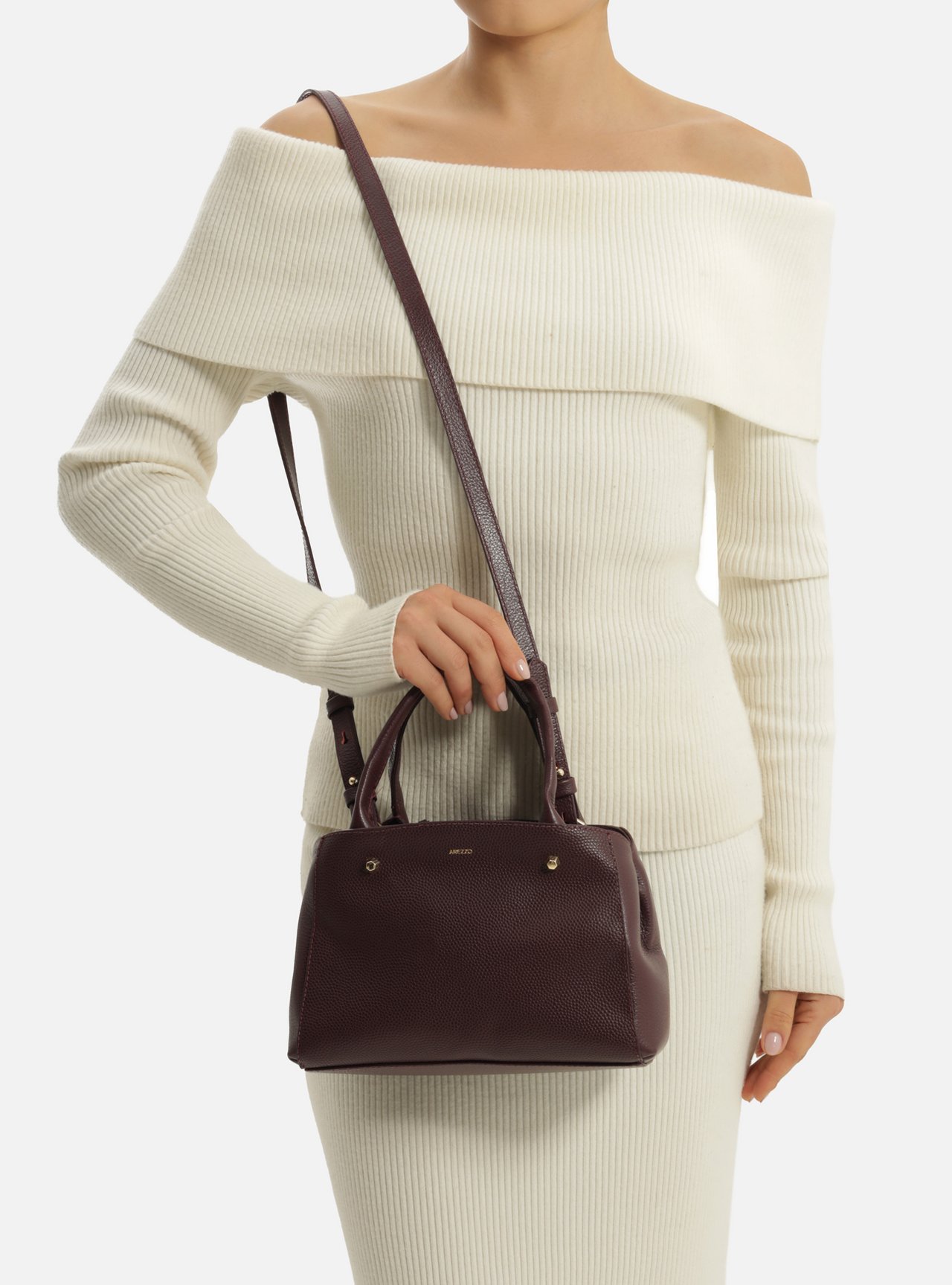 Bolsa Tote Bordô Couro Bella Pequena — foto 6