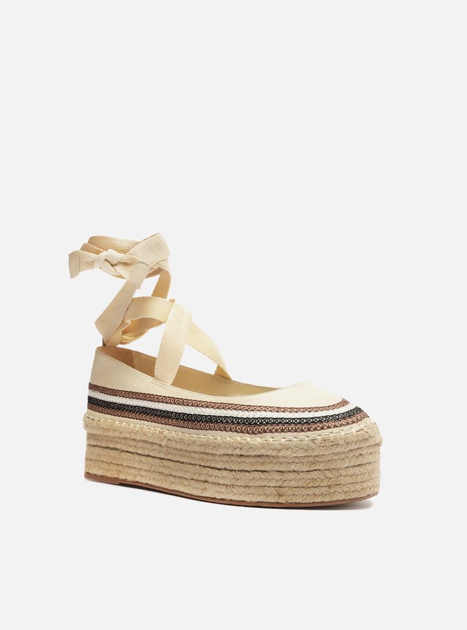 Espadrille Off-White Couro Flatform Neutra