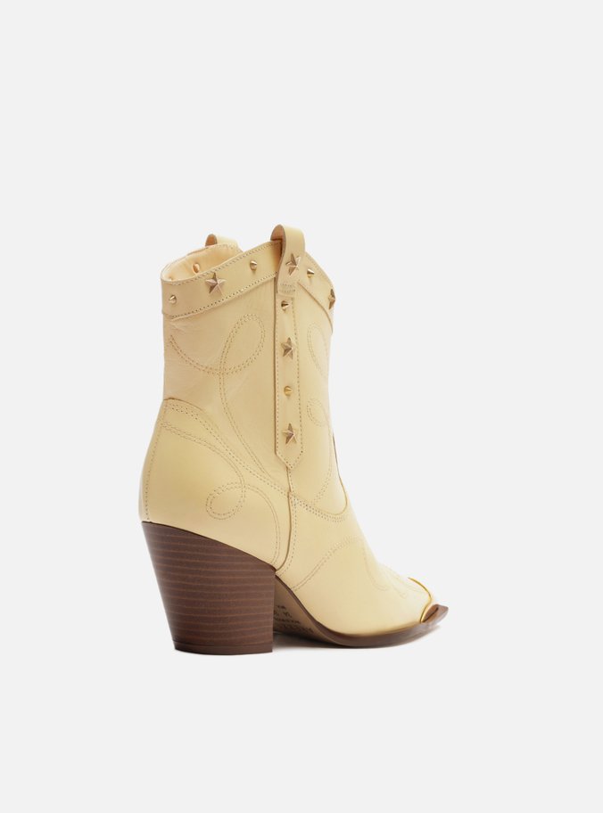 Bota Amarela Couro Cano Curto Ponteira Western