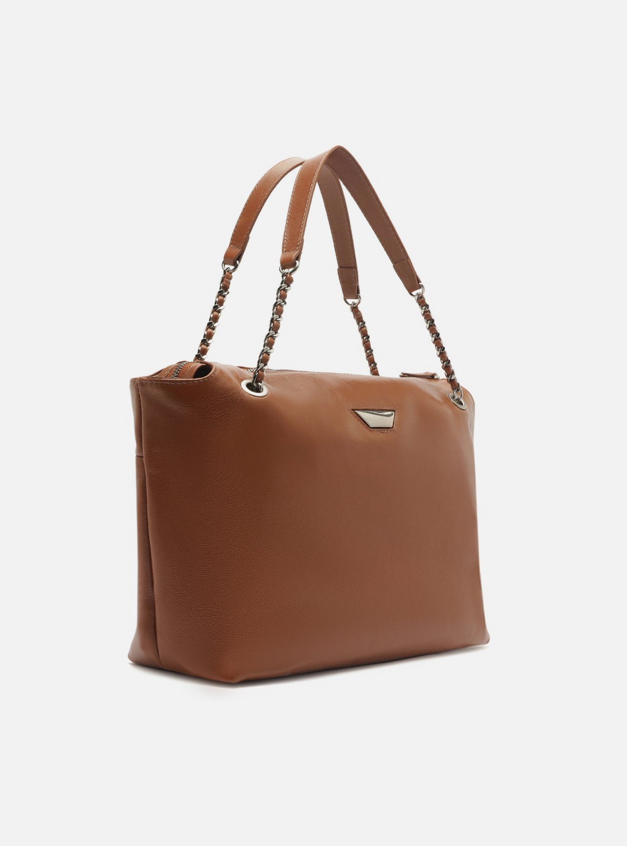 Bolsa Shopping Marrom Couro Grande Metal — foto 5