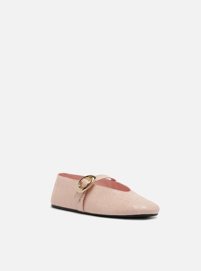 Sapatilha Rosa Croco Fivela Maxi