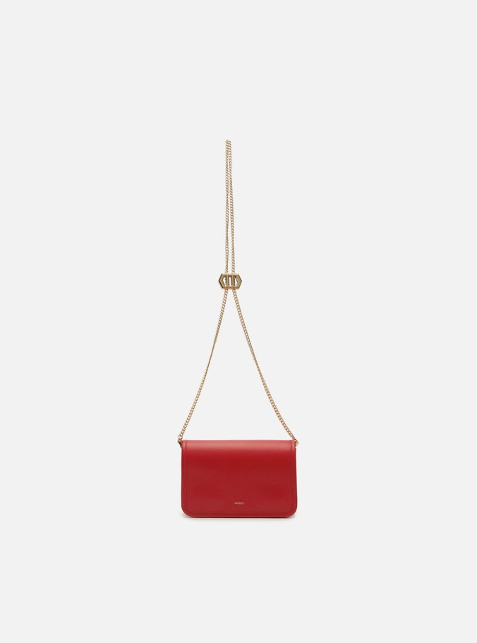 Bolsa Tiracolo Vermelha Couro Pequena Corrente