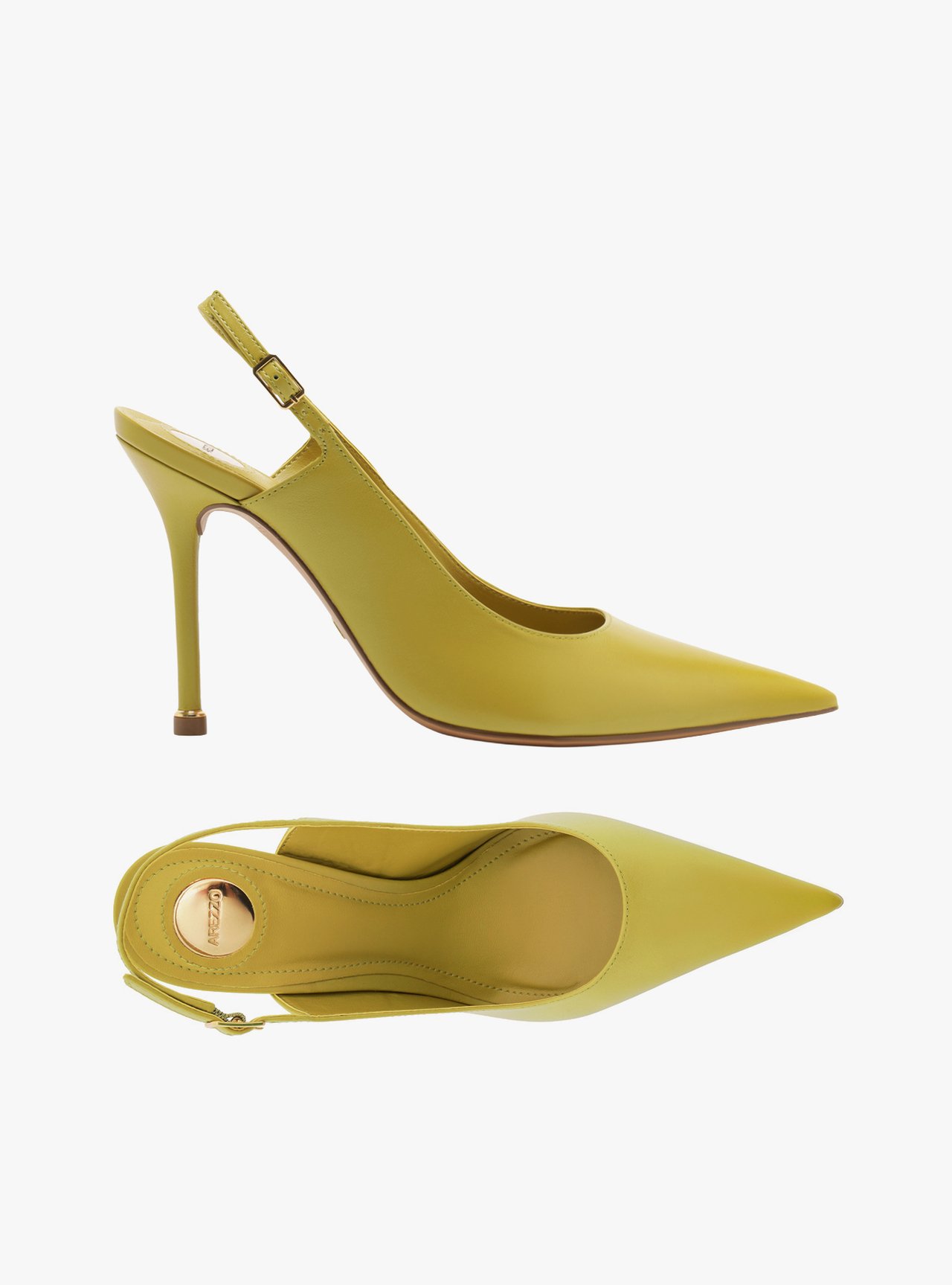 Scarpin Verde Couro Salto Fino Slingback — foto 6