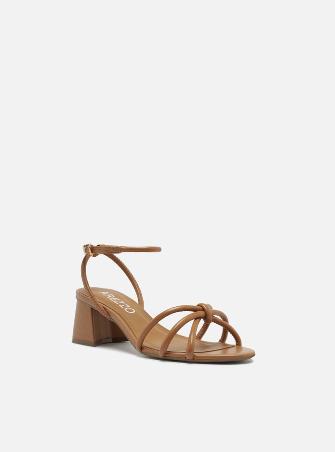 Sandália Marrom Salto Bloco Custom Anklet