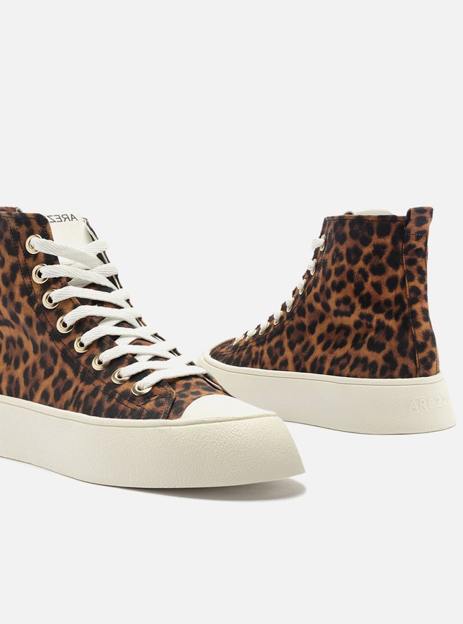 Tênis Animal Print Cano Alto Amarração