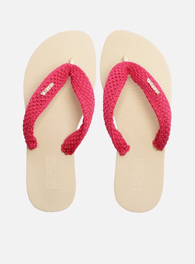 Chinelo de Dedo Rosa Essential Tiras Crochê