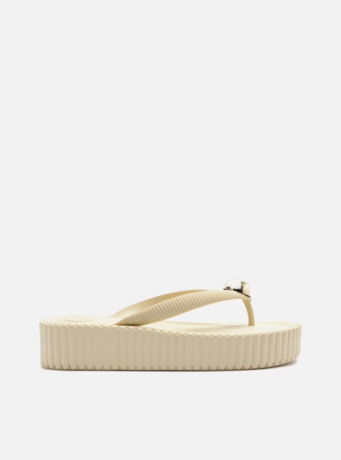 Sandália Flatform Branca Metal Brizza