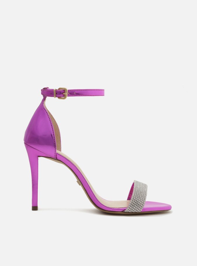 Sandália Roxo Salto Alto Fino Brilho