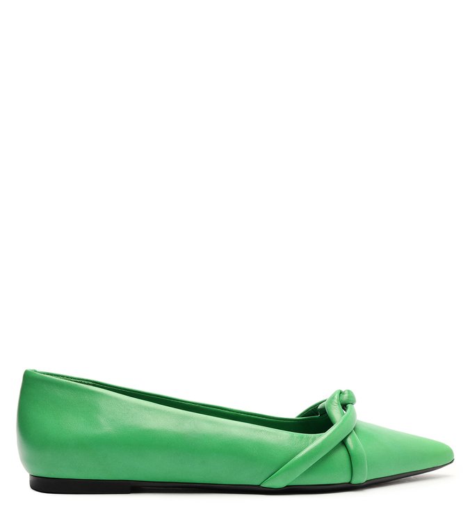Sapatilha Verde Couro Bico Fino Tiras Uptown