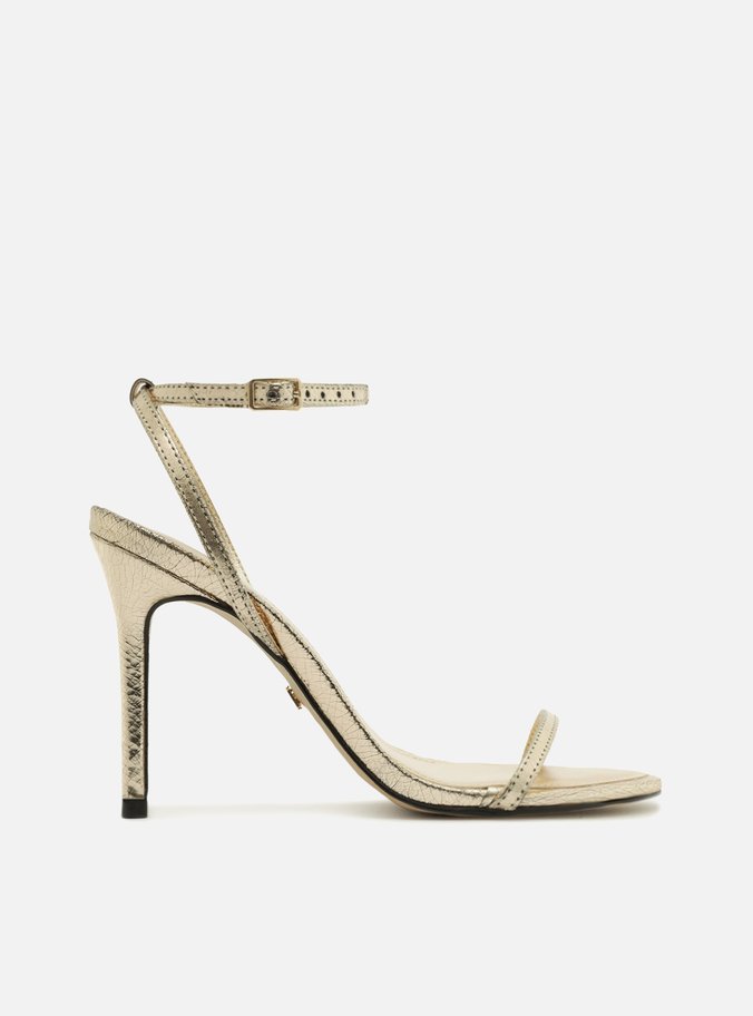 Sandalia dourada salto alto outlet fino