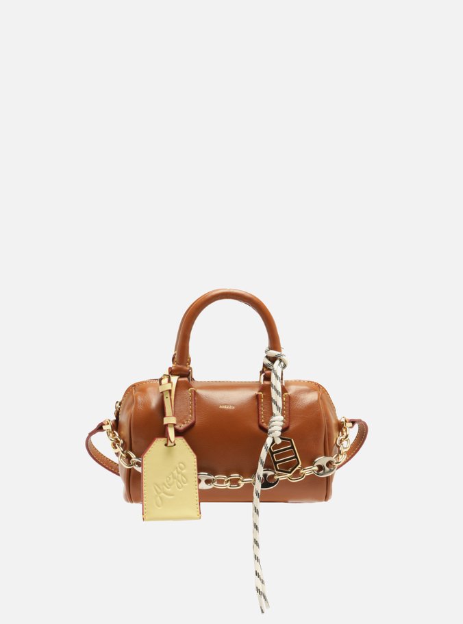 Bolsa Bowling Tiracolo Marrom Couro Pequena Corrente